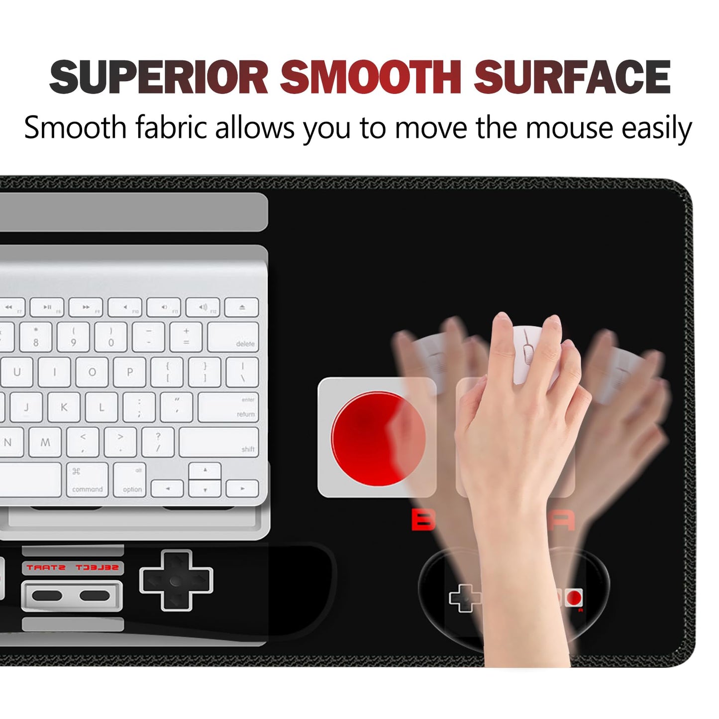 ARTSO Large Gaming Mouse Pad, Keyboard Wrist Rest Pad & Wrist Support Mousepad Set, Stitched Edge, Extended, Non-Slip Base, Memory Foam Desk Mat, Black Game Console