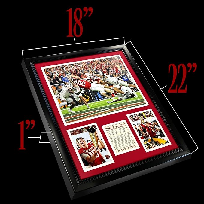 Indiana Hoosiers | 2025 CFP National Champions | Collectible Hoosier Football Memorabilia | Framed Picture & Photo Collage Gift Man Cave Wall Art Home & Room Decor | 2 Sizes & 2 Styles (