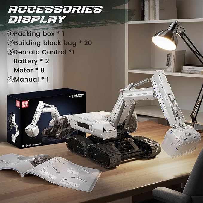 Mould King 17079 RC Excavator Building Set Construction Digger with 8 Motors Collectible Truck Model Kit for Men & Women STEM Engineering Toys for Adults(3195 Pieces)