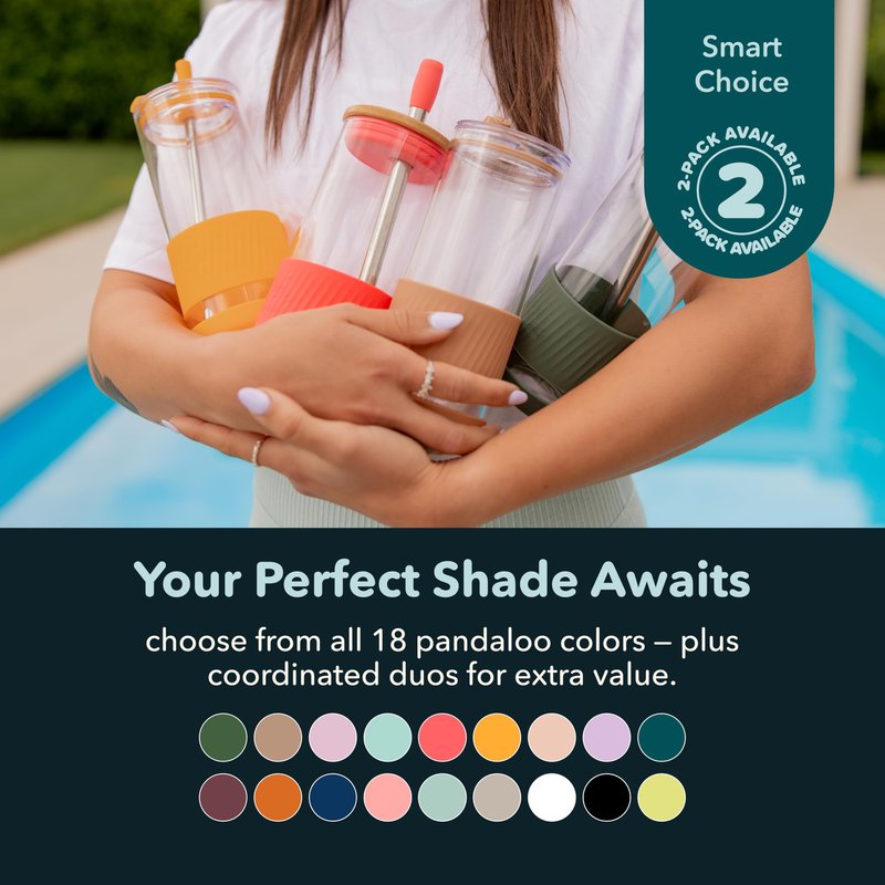 Pandaloo® Glass Cups With Lids and Straws -20 Fl Oz- Perfect Size Iced Coffee Cup - Smoothie Cup With Bamboo Lid and On the go Lid - Glass Tumbler With Straw (1 Count (Pack of 1), Vanilla Cream)