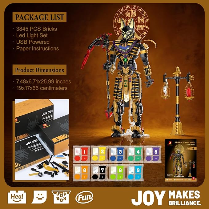 JMBricklayer Anubis Mythical Building Set for Adults Ancient Egyptian God Building Blcoks Collectible Mech Model Kits for Home Office Decor Large Display Statue Gifts for Men & Mythology Lovers