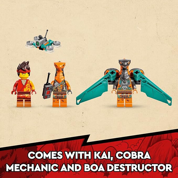 LEGO NINJAGO Kai’s Fire Dragon EVO Toy 71762 for Kids with Cobra & Boa Snake Warrior Figures and Kai Minifigure Collectible Mission Banner Series