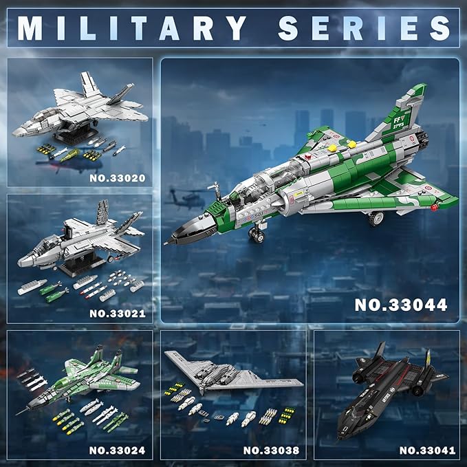 Reobrix Mirage 2000 Fighter Jet Building Kit for Adults and Teens 1012 PCS Military Airplane Model Set STEM Aircraft Toy with Openable Cockpit & Retractable Landing Gear Display Collectible Gif