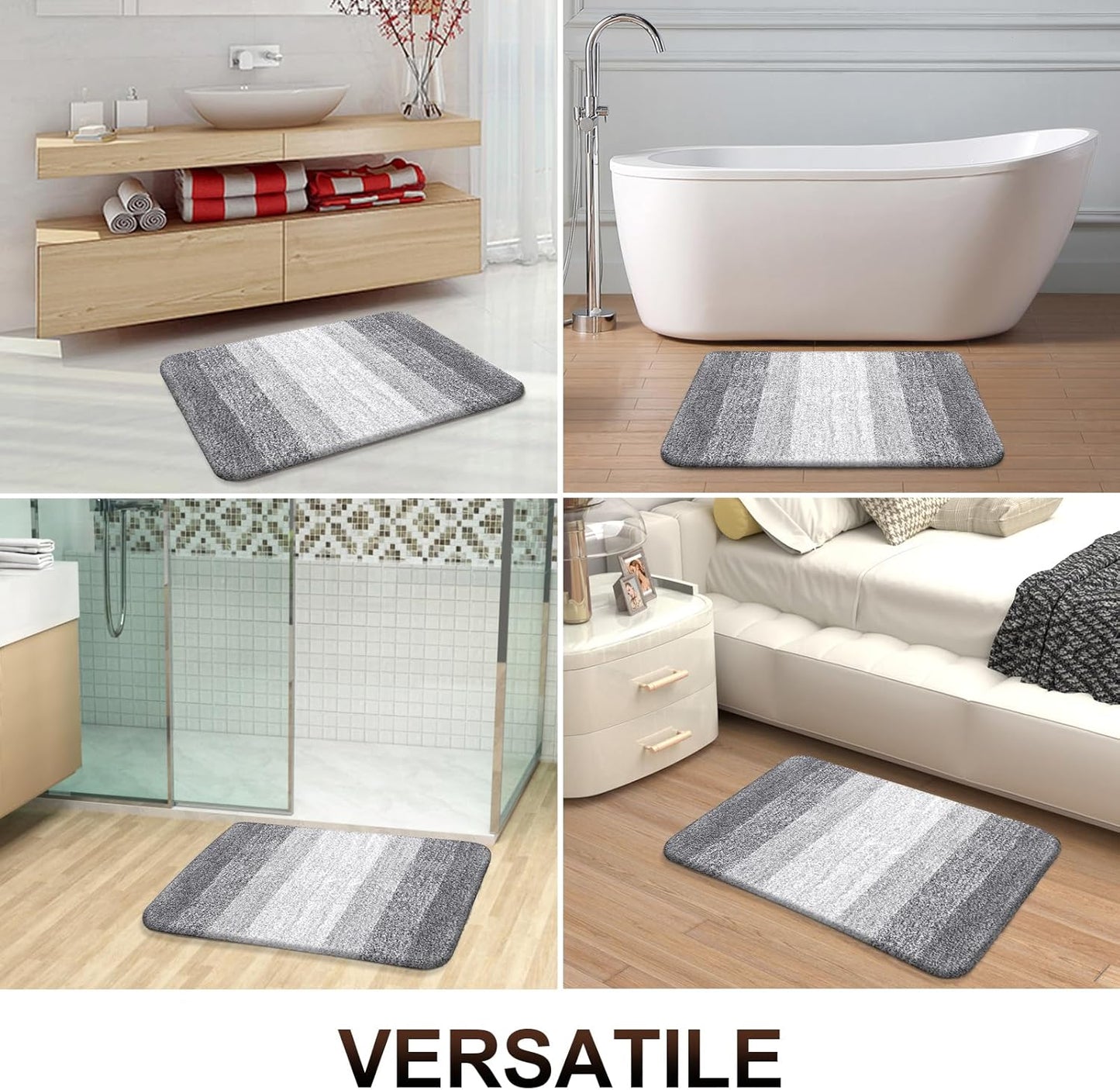 OLANLY Bathroom Runner Rug - Extra Soft Microfiber Mat, Quick Dry & Washable, 59x24, Light Grey