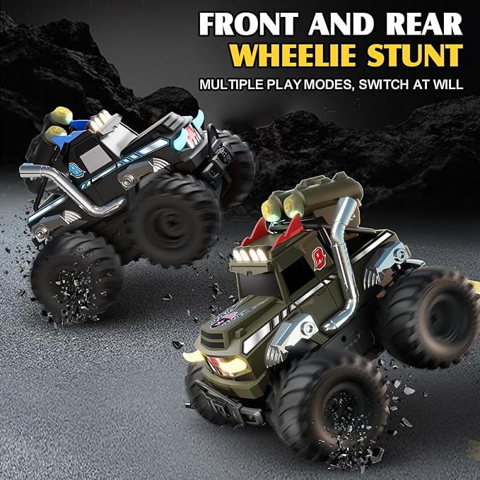 Dual Remote Control RC Car with Magic Gesture Wristband & 40+ Min Play 1:18 Fully Submersible Waterproof All Terrain 4WD Monster Truck Amphibious Toy Crawler Gift for Boys Girls Ages 6-12-Black