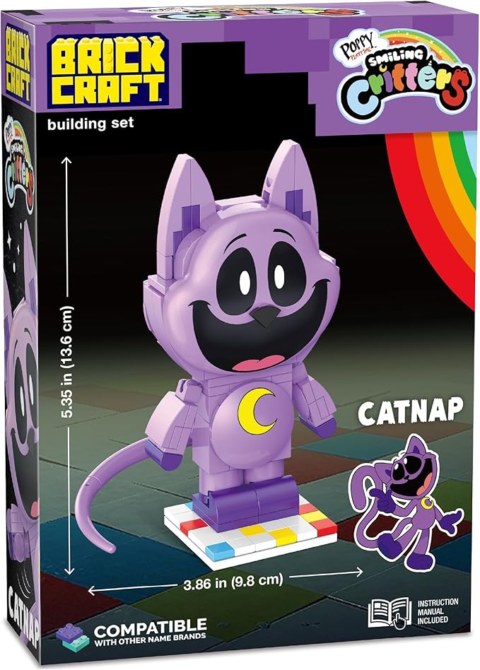 Brickcraft Poppy Playtime CatNap Smiling Critters Building Set 151 Piece Posable Purple Cat Figure with Tail Collectible Horror Game Building Toys Gift for Boys & Girls Ages 8 and Up