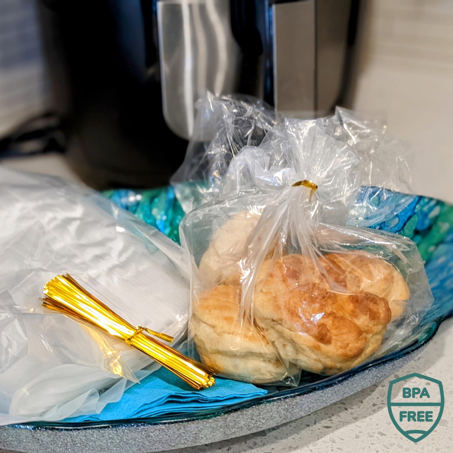 Reusable Plastic Bread Bags for Homemade 10x22"- Clear Bag with Ties For An Airtight Moisture-free Preservation and Storage- Loaf Home Bakers Bakery Owners (50)