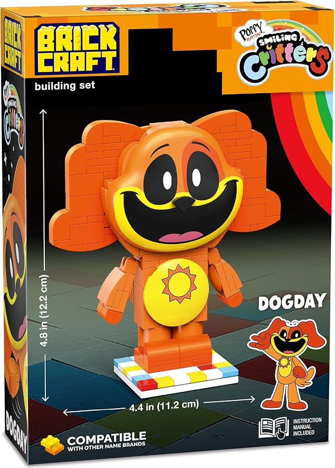 Brickcraft Poppy Playtime Dogday Smiling Critters Building Set 170 Piece Posable Orange Dog Figure with Sun Medallion Collectible Indie Horror Game Building Toys Gift for Boys & Girls Ages 8 and