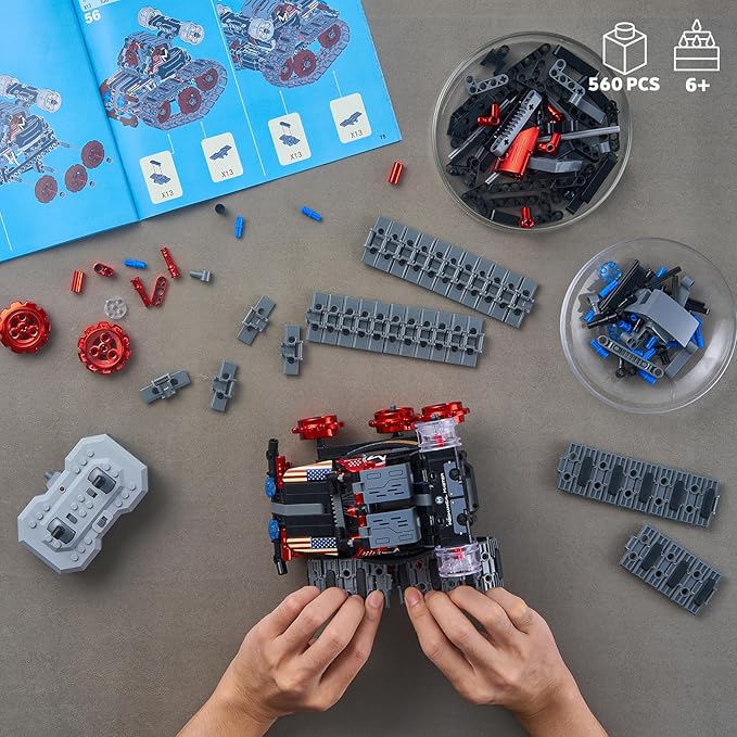 JOJO&Peach Stem Building Toys Remote & APP Controlled 4 in 1 Wall Robot/Stunt Car/Triangle Robot STEM Projects Creative Gifts Toys for Boys Girls 6-12 (560 Pieces)