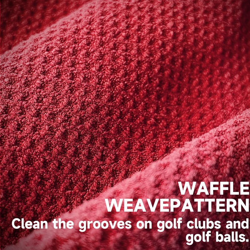 Solvora 3 Pack Golf Towels - 16"x24" Tri-Fold Waffle Microfiber Golf Towel for Golf Bag/Golf Cart, Heavy-Duty Carabiner & Ultra Absorbent Fabric to Wipe Sand, Mud & Sweat (Black/Grey/Red)