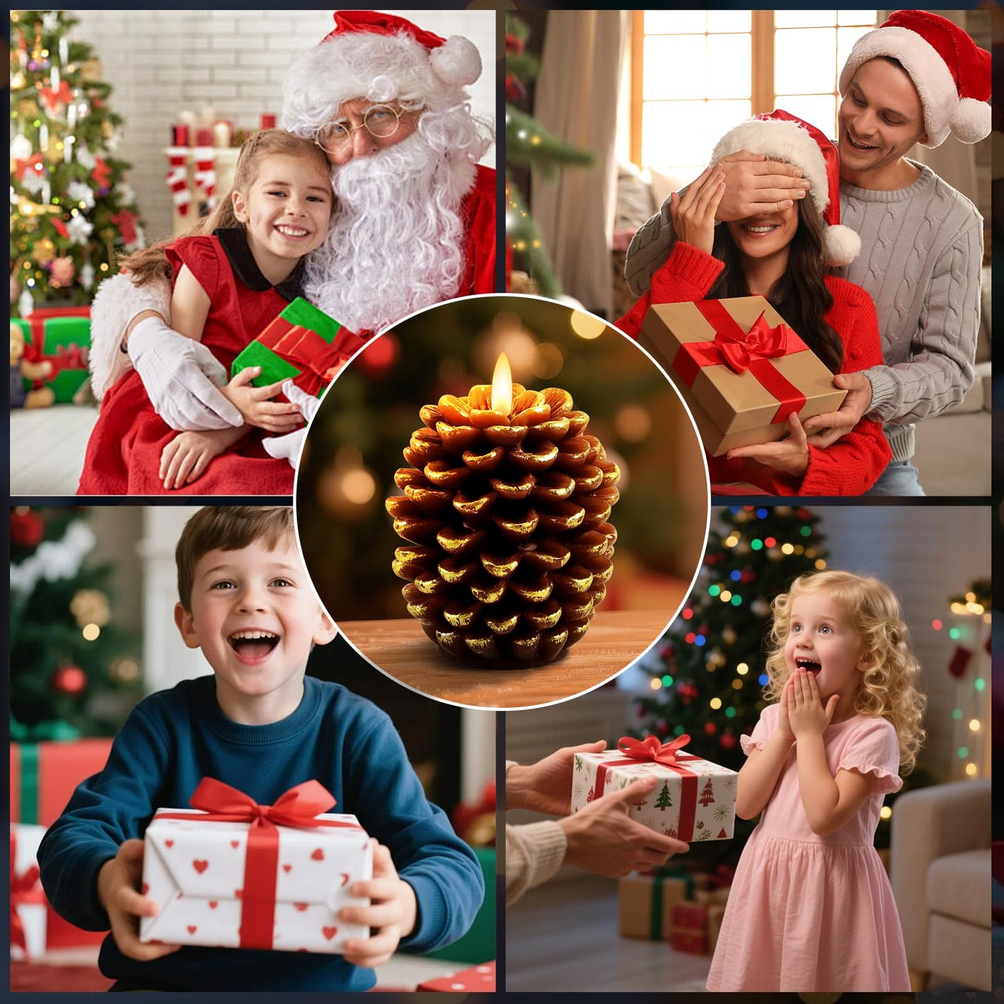 Verdenu 2 Pack Pine Cone Candles, Christmas Real Wax Led Candles with Remote Timer, Flickering Christmas Flameless Candles Battery Operated, Pinecone Candle for Christmas Holiday Decoration