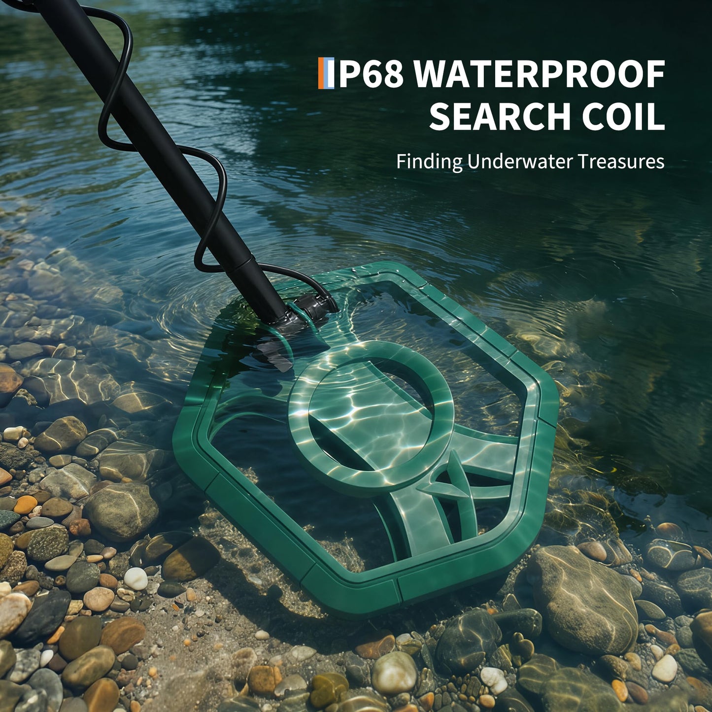 Professional Metal Detector for Adults with 5 Modes, IP68 Waterproof Search Coil, Larger Backlit LCD Display, High Accuracy Gold & Coin Detector for Beach Treasure Hunting, Beginner Friendly, Green