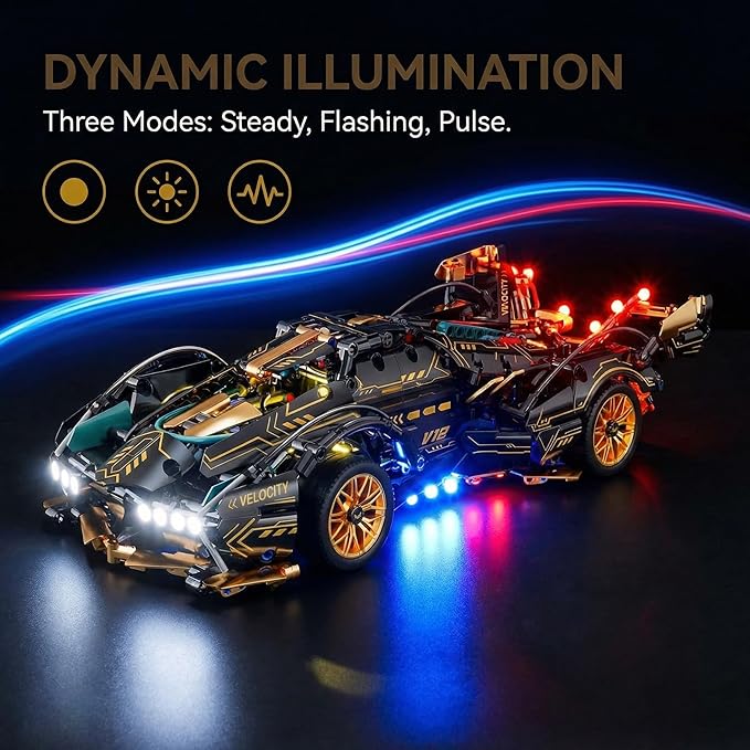 RC Building Blocks for Adults 1314PCS 1:14 Scale Supercar Model with APP Control LED Lights Motorized STEM Toy Sports Car Build Your Own RC Car Kit