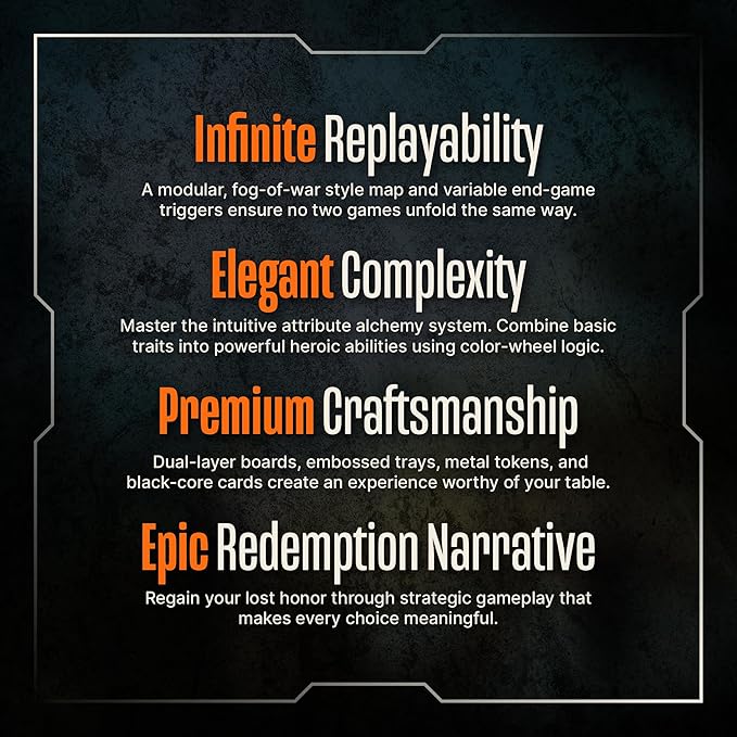 Orange Nebula Vindication Board Game - Heroic Attributes Modular Map & Strategic Competitive Play (New Edition)