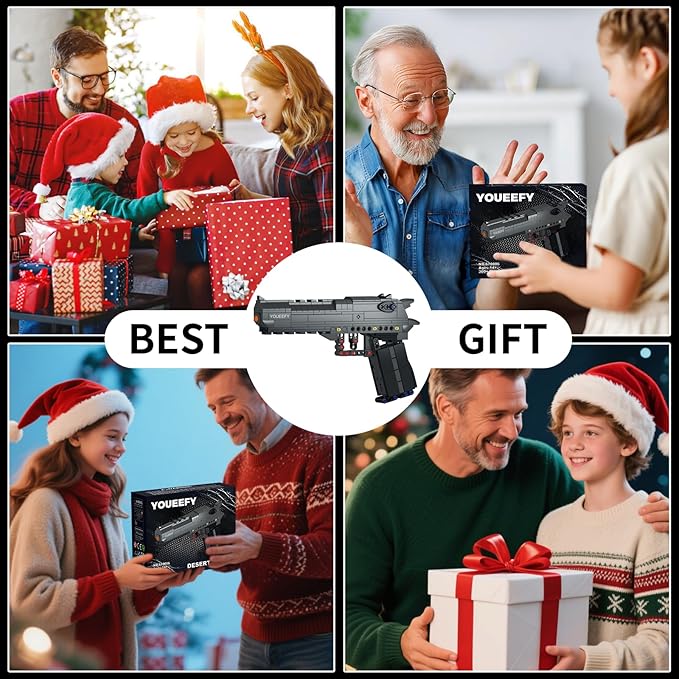 1:1 Desert Eagle Pistol Building Blocks Set 300+ Pieces Building Blocks Model Gun Toy for Adults & Kids 14+ Unique Collectible Gift for Christmas Birthday Military Fans