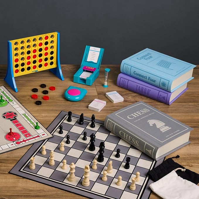WS Game Company Collection of 15 Vintage Bookshelf Board Games Including Scrabble Monopoly Clue Yahtzee Chess Boggle Candy Land Connect Four & Sorry! - Classic Family Games for Kids &