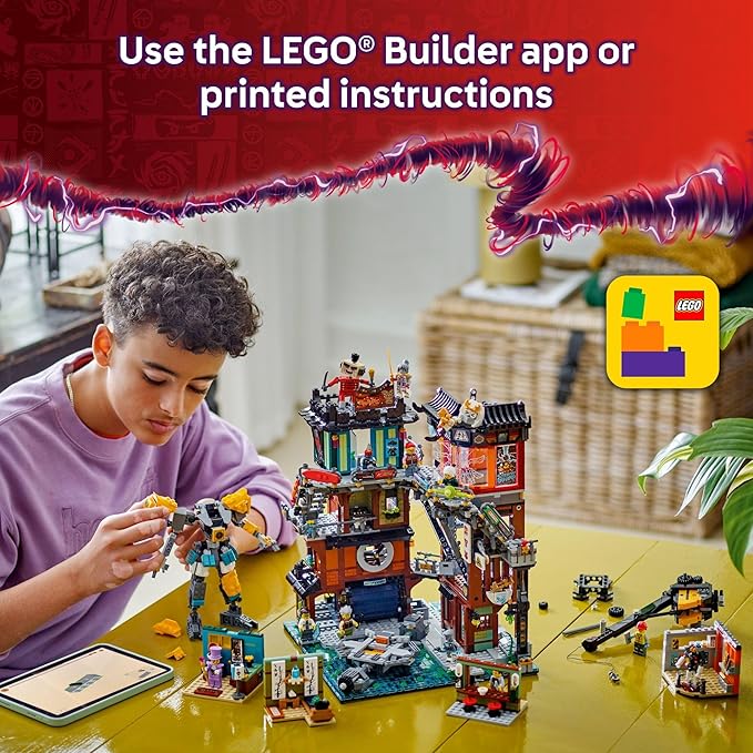 LEGO NINJAGO City Workshops Building Toy - Ninja Set for Boys & Girls Ages 14+ - Gift for Teens - Includes 10 Minifigures and a Mech - for Play and Display - 71837
