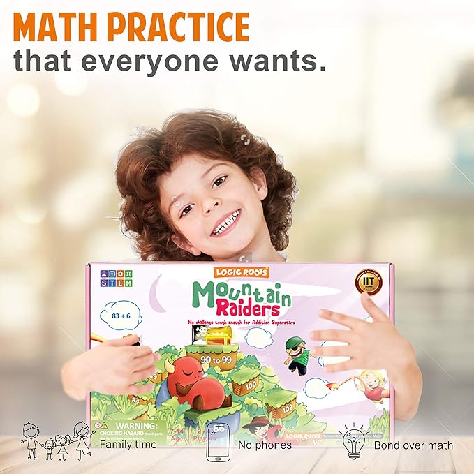 Addition Game - Fun Math Board Game for 7-9 Year Olds Easy Start STEM Toy with Addition of 2 & 3 Digit Numbers (Moutain Raiders)