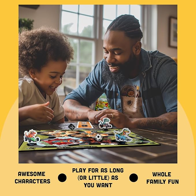 Raincorn Games - Dinosaur Rally Card & Dice Kids Board Game for Ages 4 - Family Games Classroom Activities for Kids Learning
