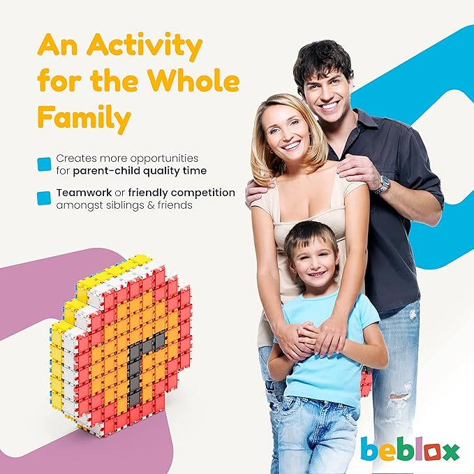 Beblox Building Blocks for Kids - 250-Piece Connecting Tiles Set - Interlocking Building Blocks for Kids STEM Toys Kit Fun & Educational Gifts for Boys & Girls Preschool Learning Activities