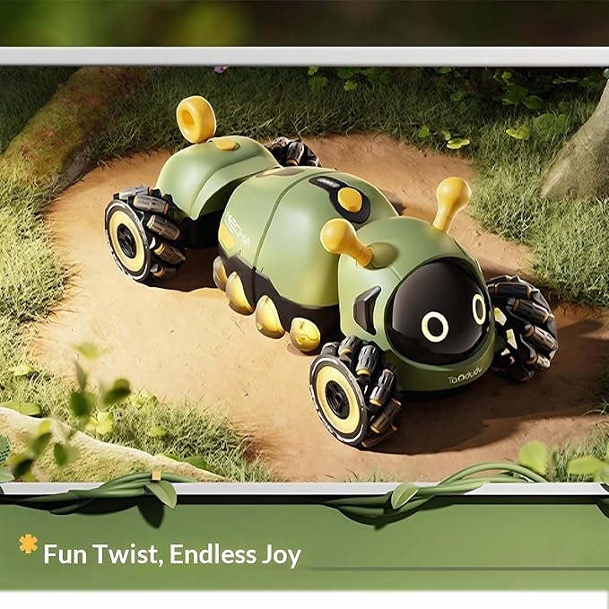 Rc Stunt Remote Control Car Toys 4WD Hand Remote-Controlled Bionic Caterpillar Car and Lights & Insect Chirping Effects360° Stunt Drift & Most Terrains 3-12 Year Old Boys Girls Gift (Green
