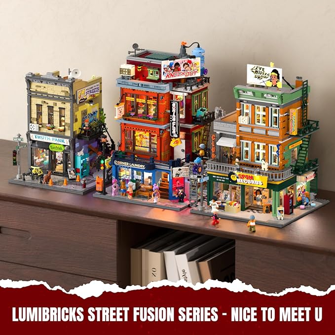 Street Fusion Boxing Club Lighting Building Bricks Set - City Town Modular Playset Collection Display kit with Minifigures 3036 Pcs for Adults & Teens & Life Enthusiasts
