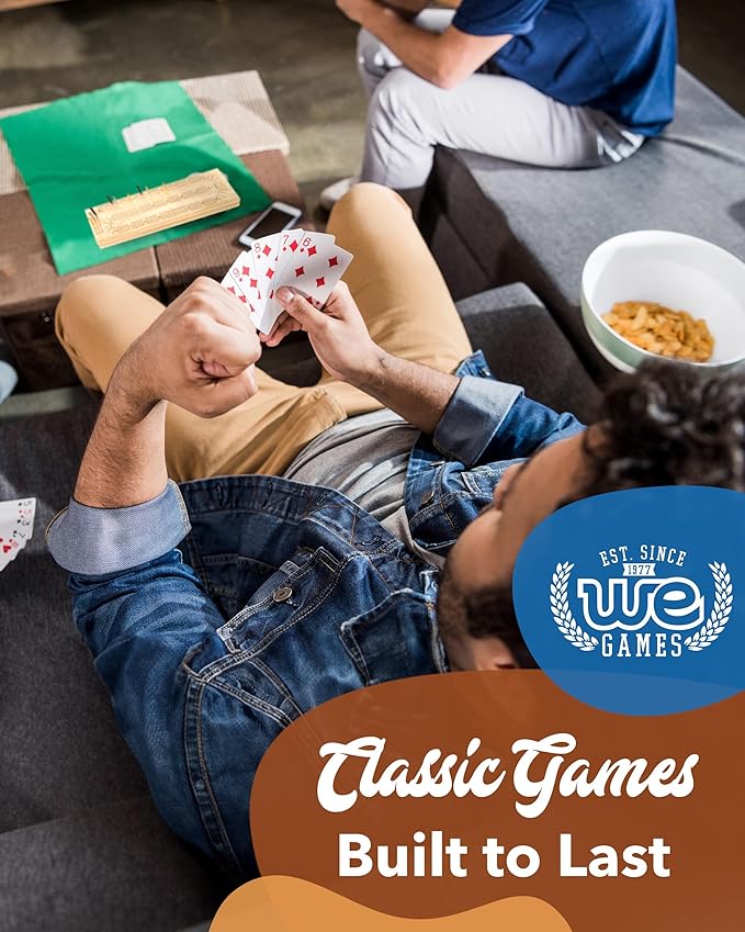 WE Games Wooden Cribbage Board Game Set Continuous 3 Track for 2-3 Players Travel Cribbage Board with Card Storage Includes 9 Metal Pegs & Deck of Cards Card Games Classic Board Games for Adu