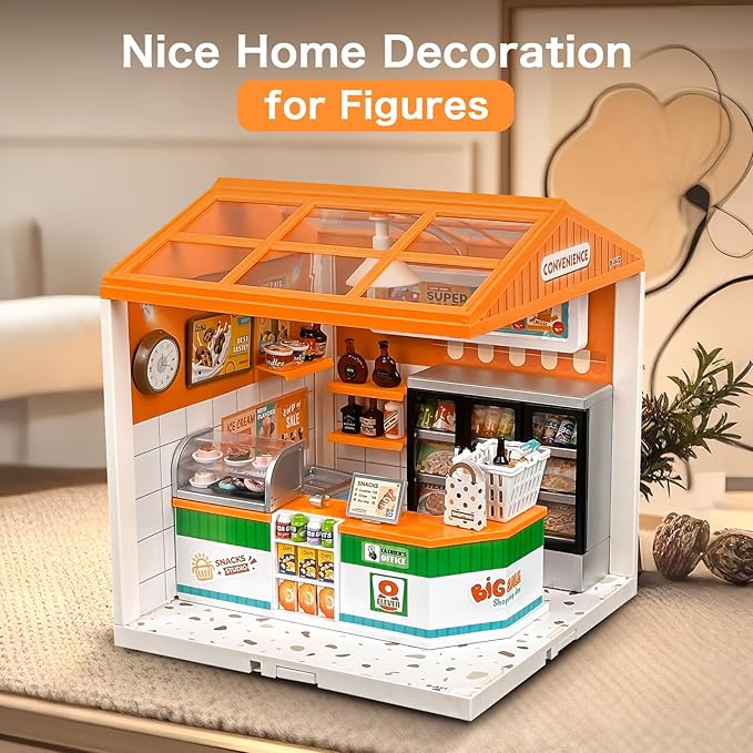 LED Building Blocks for Adults 1:24 DIY Miniature Dollhouse Kits with Roof & Dustproof Cover Tiny House Toy Building Sets for Kids Ages 8-12-15 Birthday Hobbies Gift for Men Women Boy Girl