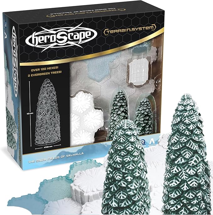 Renegade Game Studios Heroscape Terrain Expansion: The Snow Fields of Valhalla with 120 Hex-Tiles & 2 Evergreen Trees