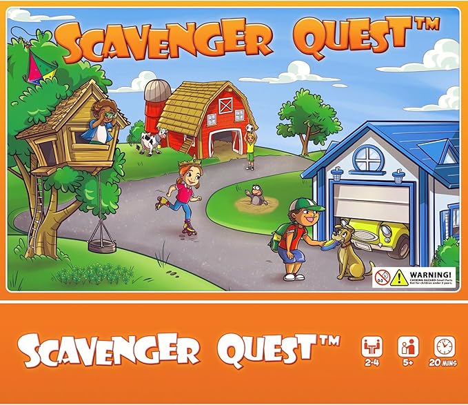 Scavenger Quest Board Game Fun for Kids and Adults 2-4 Players Ages 5+ Skill-Building & Educational Family-Friendly Outdoor Themed Seek-and-Find Game.