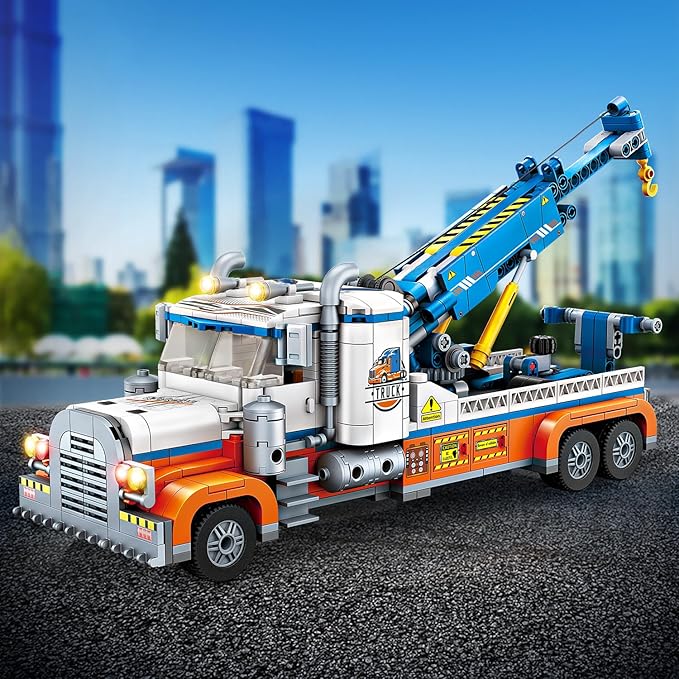 Tow Truck Building Kit 781 PCS Crane Semi and Trailer Car Transporter Construction Vehicles Building Blocks Set Rescue Cars Compatible with Lego Truck Gift for Boys Age 6-12 8-14 & Girls