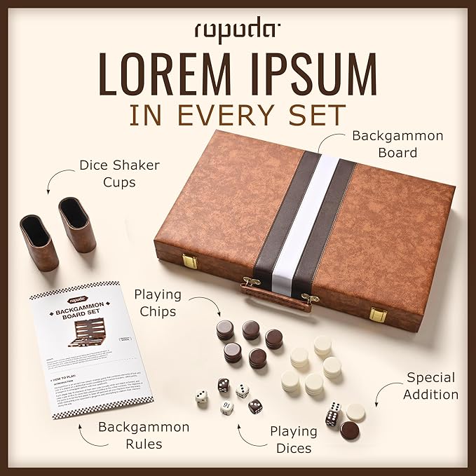 ropoda Backgammon Board Game Set (18 Inches) for Adults and KidsClassic Board Strategy GamePortable and Travel Backgammon Set with Premium Leather CaseBest Strategy & Tip Guid