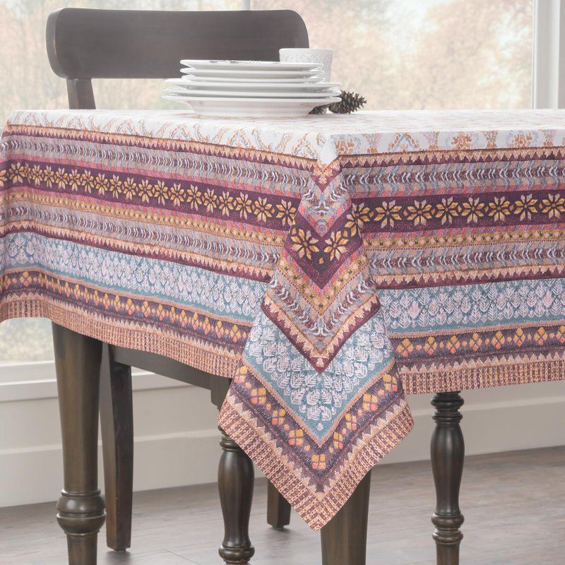 Maison d' Hermine Table Cloth Rectangle Table 100% Cotton 60 x 90 Inches Fall Tablecloth Reusable Everyday Use for Thanksgiving Christmas Decorations Dining Farmhouse Party (Fair Isle)