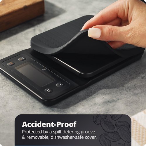 Greater Goods Coffee Scale with Timer โ 0.1g Precision Digital Coffee & Espresso Scale for Pour-Over, Coffee Bean Weighing, Barista Brewing, Waterproof Cover, 3kg Capacity (Onyx Black)
