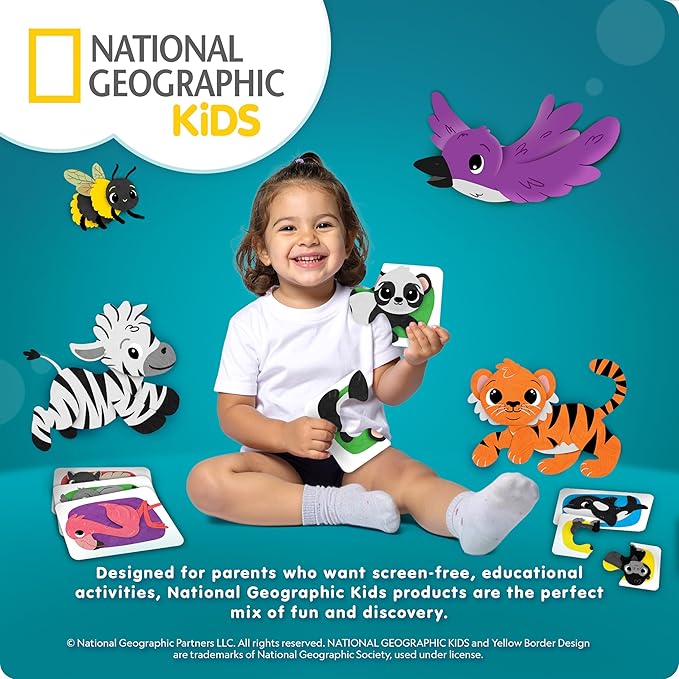 NATIONAL GEOGRAPHIC Kids Jumbo Cardboard Building Blocks – 40 Heavy-Duty Bricks in 3 Sizes Build & Learn with Game Spinner & Activity Cards for Kids 3+ Indoor Play Construction Toy for STEM