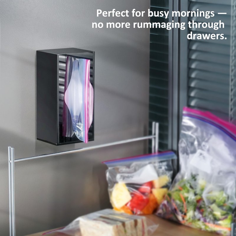 LUVCOSY Acrylic Food Bag Storage Organizer Magnetic Fridge Attachment Compatible with Ziploc 1 Gallon, Dispenser for Ziploc Bags, Kitchen Organization and Storage Solution, 1 Pack