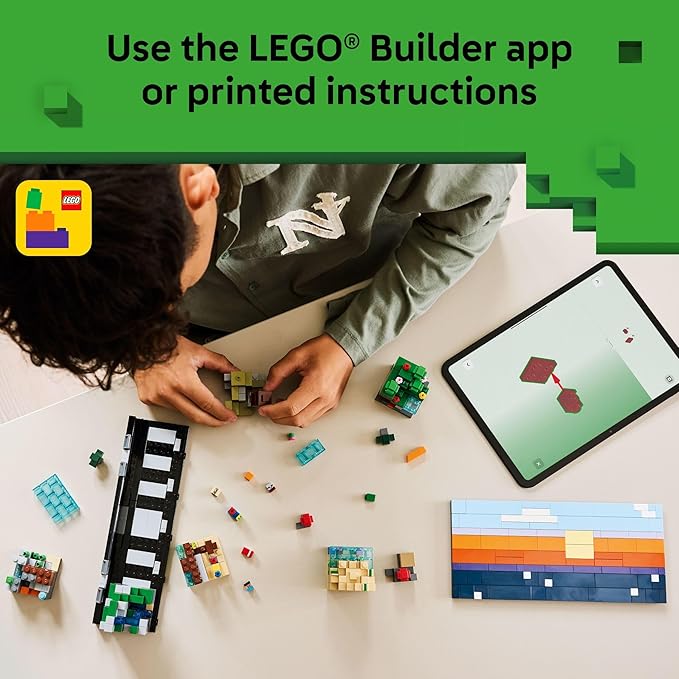 LEGO Minecraft Mini Biomes Building & Pretend Play Toy for Boys & Girls - Video Game Playset & Toy Figures for Preteens Ages 12 + - W/2 Minifigures & 3 Microfigures - Gift Idea for Bi