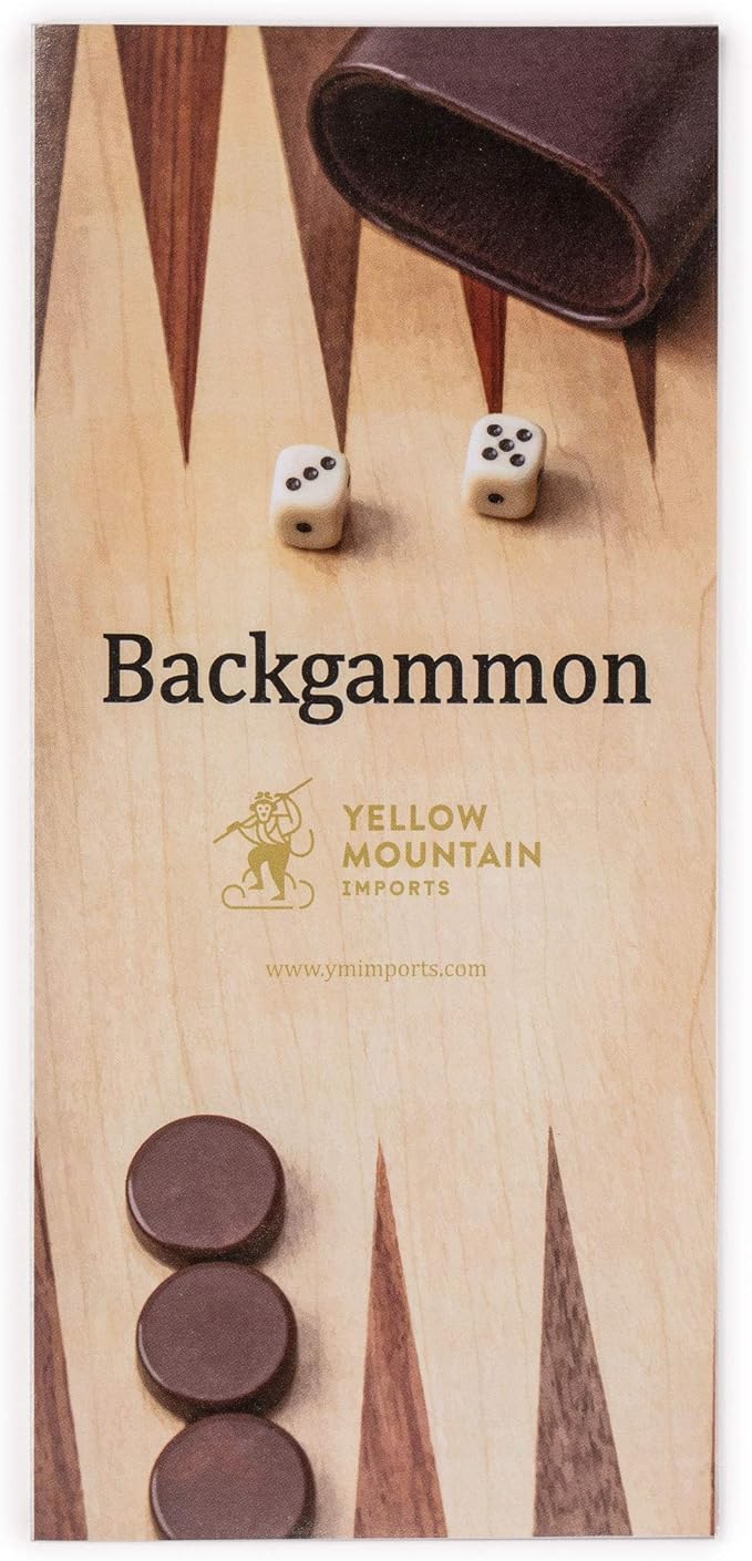 Yellow Mountain Imports Wooden Inlaid Backgammon Game Set Pasadena - Classic Strategy Board Game Set with Acrylic Playing Pieces & Wooden Dice Cups 15-inch Board