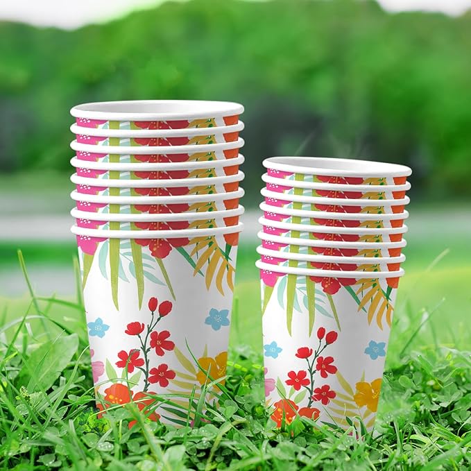 Tropical Luau Party Supplies Kit for 25 - Aloha Hawaiian Party Decorations with Disposable Paper Plates Napkins Cups Tablecloth and Banner | BBQs & Summer party