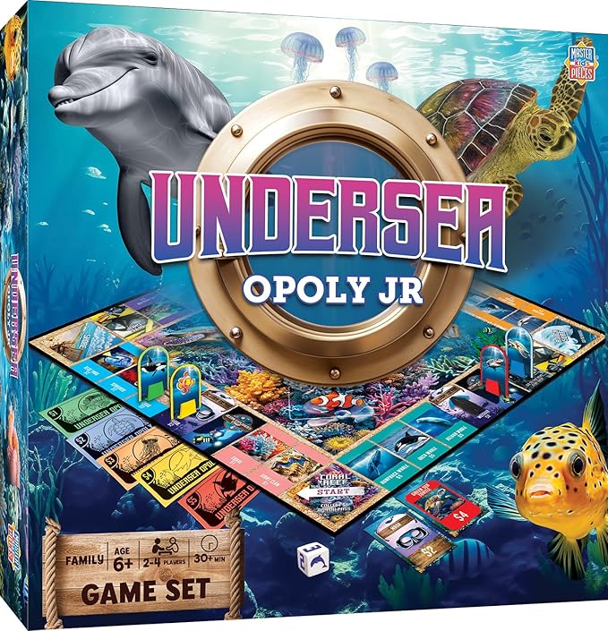 MasterPieces Kids & Family Board Games - Undersea Opoly Jr. - Officially Licensed Board Games for Kids & Family