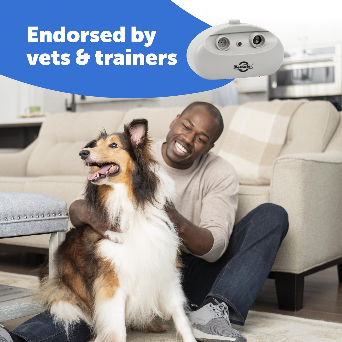 PetSafe Indoor Ultrasonic Dog Bark Control - No Collar Needed - Up to 25 ft Range - Anti-Bark Pet Training System - Automatic with Manual Trainer Button