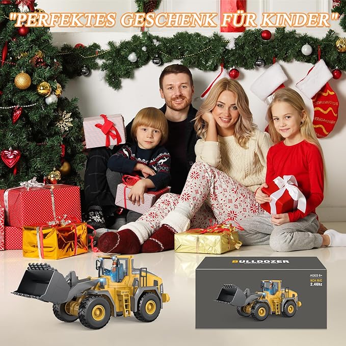 Remote Control Bulldozer 11 Channel Rc Bulldozer Construction Toys - W/Sound and Light Two Rechargeable Batteries Kids Bulldozers Toy Christmas & Birthday Gifts
