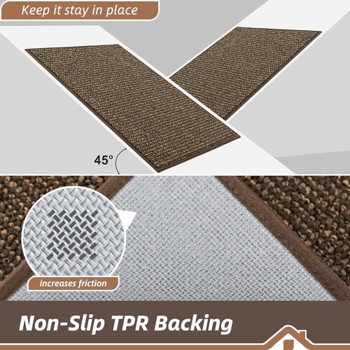 BEQHAUSE Dirt Trapper Door Mat - Non-Slip, Washable, Dirt Resistant | 24" x 60", Brown Entryway Mat
