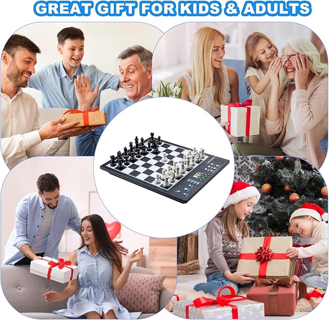 LC2B Advanced Electronic Chess Set with ELO 2200+ Engine & Talking AI Tutor Comfortable Size Electronic Chess Board Perfect for Chess Lovers Smart Computer Chess Game Set with Strong Magnet(Blac