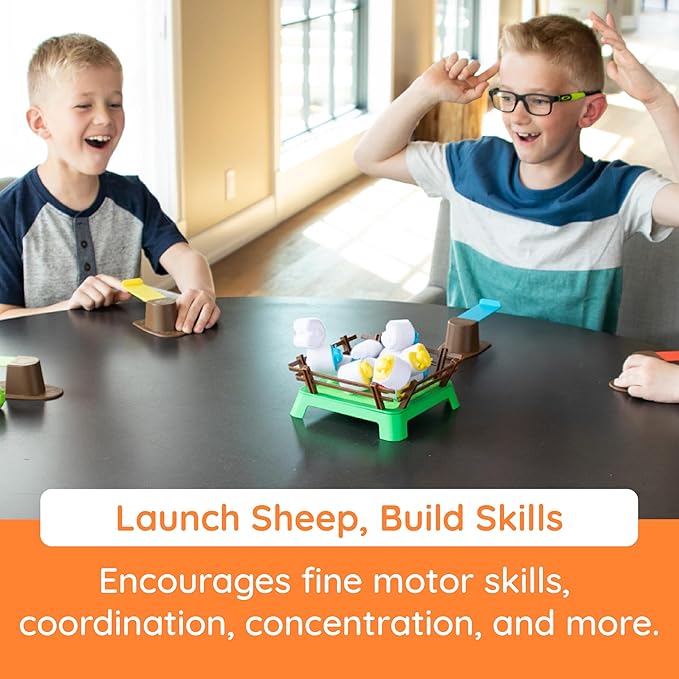 Fat Brain Toys Heap-O-Sheep Game Family Board Games for Kids and Adults Game of Catapulting Sheep 6 to Adult 2 to 4 Players