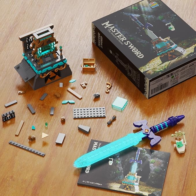 BOTW The Master Sword Glowing Building Block SetSword Toy Set for Adults Boy Fans Kids Ages 6-12 Year Old(498PCS)