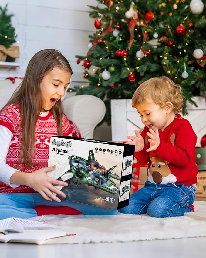 Drones for Kids Form RC Plane Remote Control Airplane Aircrafts for Boys and Girls Jet Helicopter Drones with LED Lights 360° Flip 2 Rechargeable Batteries (Green)
