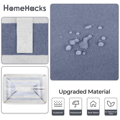 HomeHacks 2 Pack Large Laundry Baskets, Waterproof, Freestanding Laundry Hampers, Collapsible Clothes Hamper with Reinforced Handles in Laundry, College Dorm, Bathroom, Bedroom (Blue+Pink, 125Lx2)