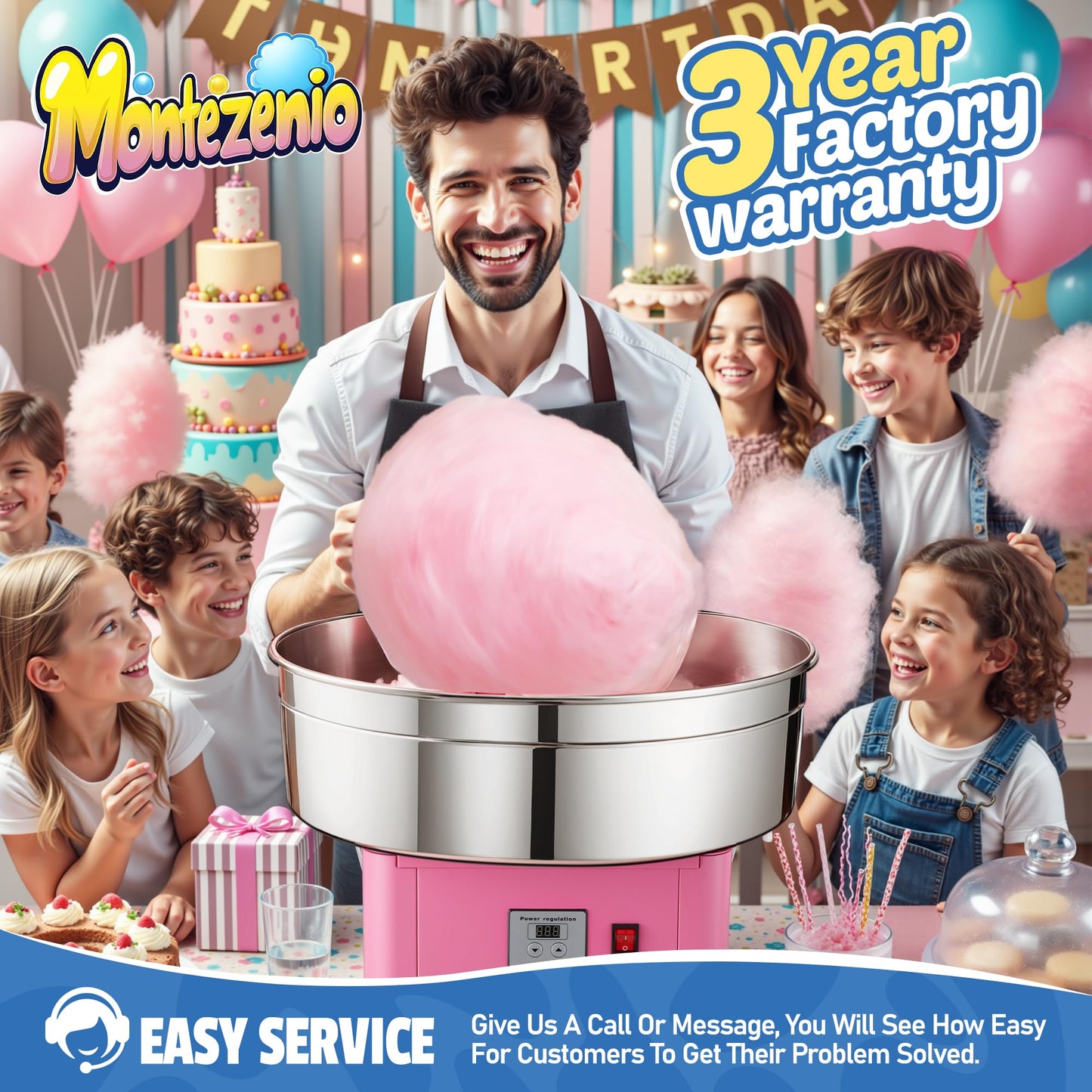 ππππ ππ©π π«ππππ Cotton Candy Machine Commercial, 1000W Electric Cotton Candy Maker Kit with Pure Copper Motor, 21β Commercial Cotton Candy Maker Machine for Kids Birthday, Family Party Pink