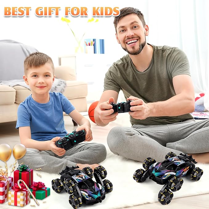 Cool 6 Wheel Gesture Control RC Stunt Car Double Sided Climbing with Music & Spray Boys & Girls Ages 6 7 8-12 Ideal Christmas & Birthday Gift